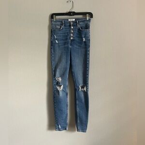 WE THE‎ FREE distressed high rise button up denim jeans size 27
